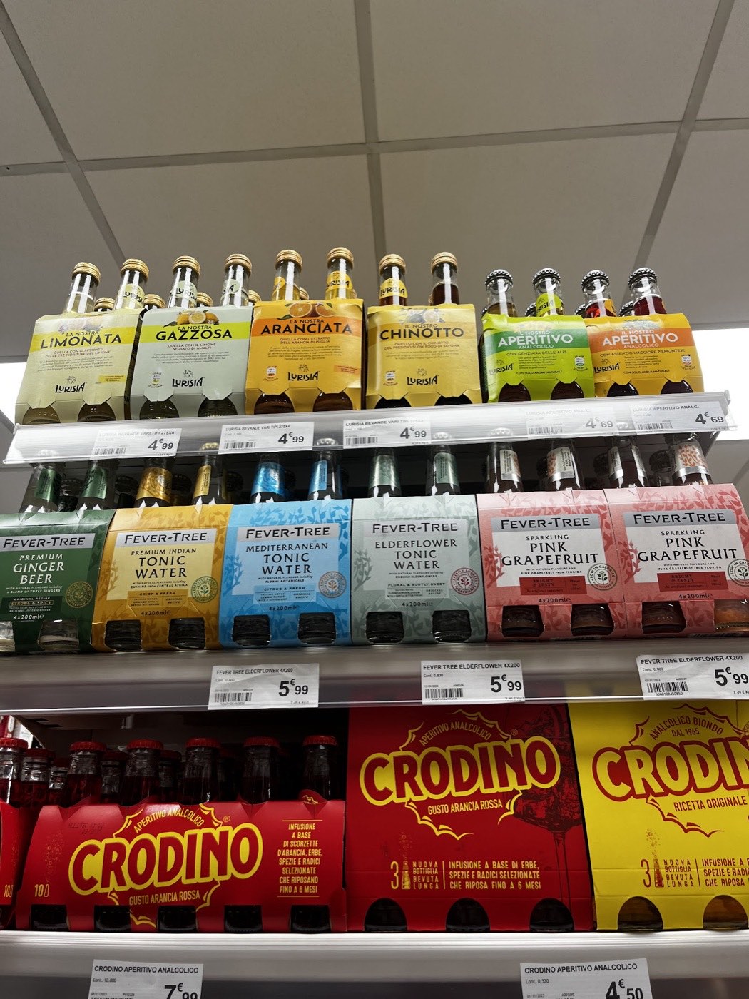 Rayon apéritif italien : Crodino, Lurisia, Fever-Tree — Spesa Italia Nice Le Port