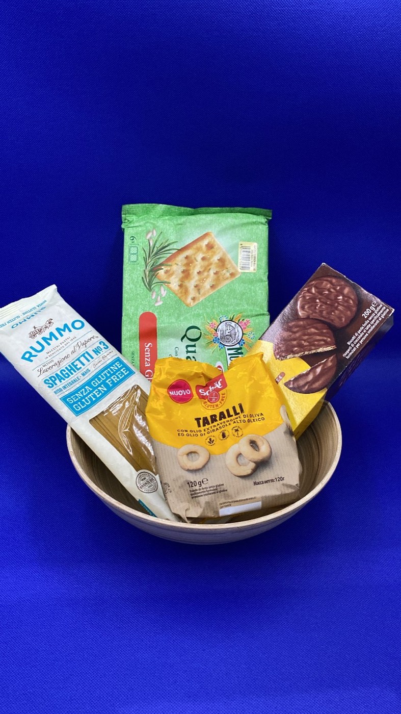 Panier de produits italiens sans gluten : spaghetti Rummo, taralli Schär — Spesa Italia