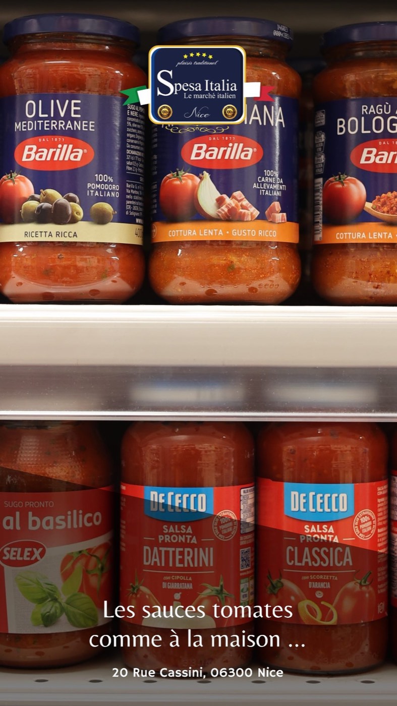 Sauces tomate italiennes Barilla et De Cecco en rayon — Spesa Italia Nice